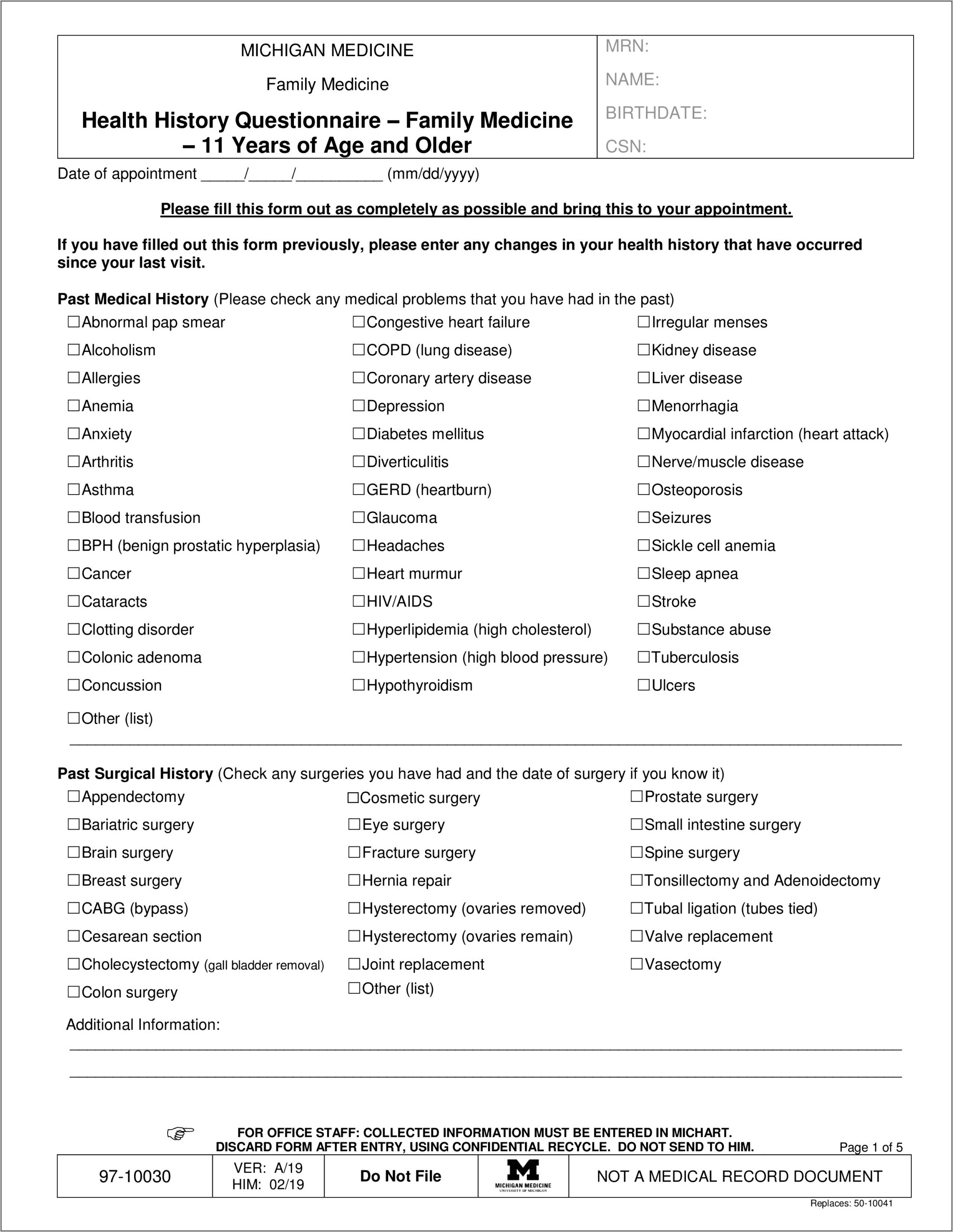 History And Physical Templates Free Download