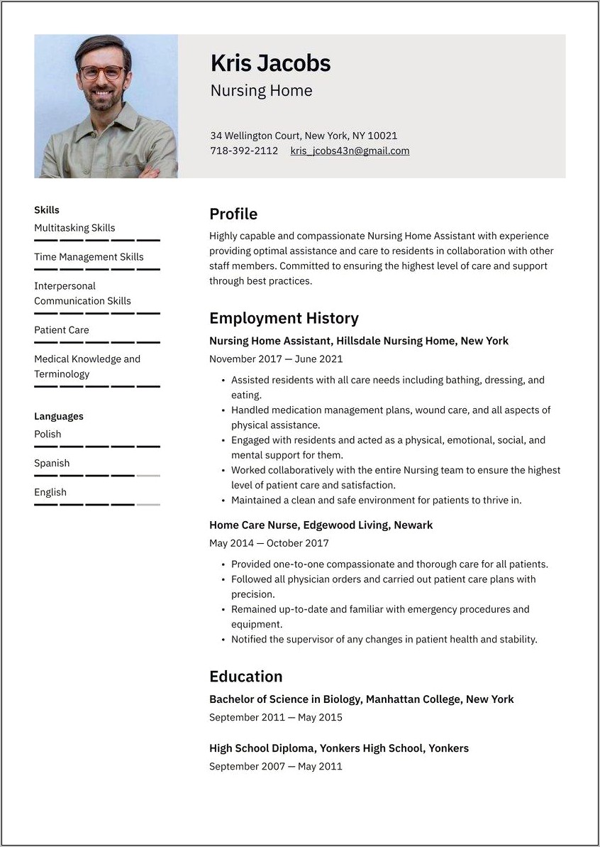 Home Care Nursing Resume Samples