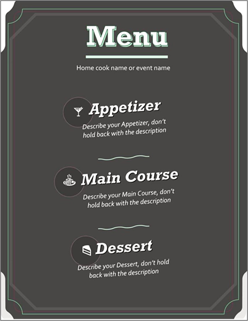 Home Dinner Menu Templates Free Download