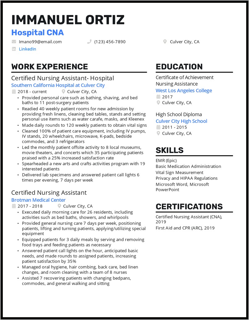 Home Health Aid Resume Objective