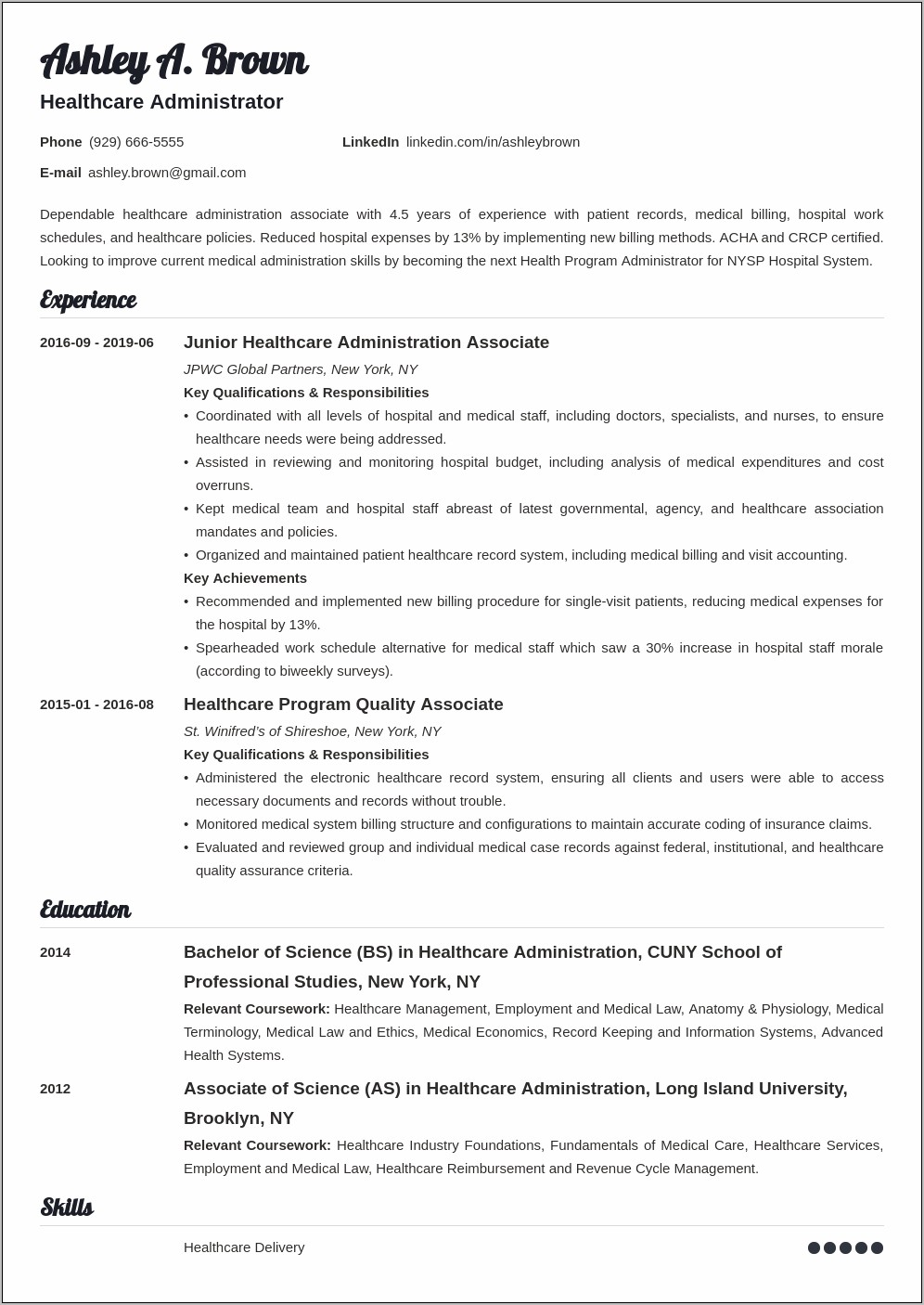Home Health Care Manager Resume