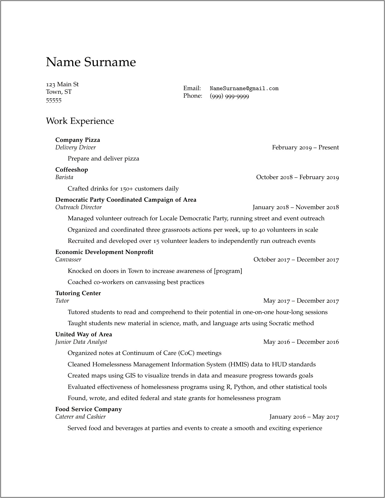 Homeless Shelter Worker Resume Example