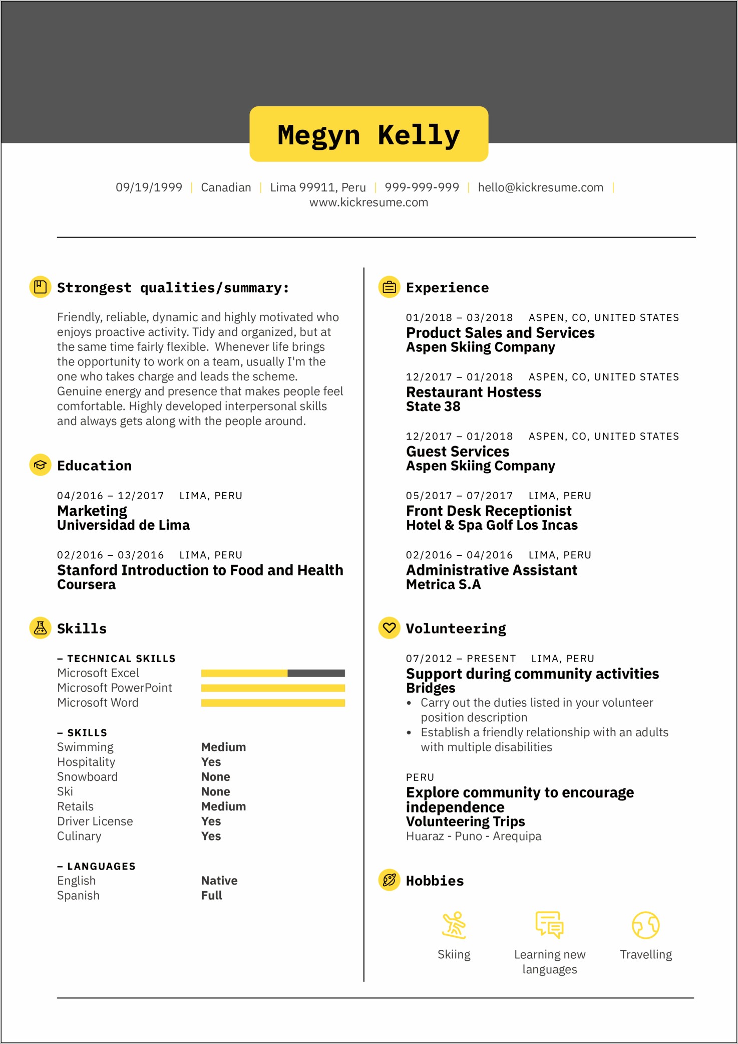 Hotel Front Desk Example Resume