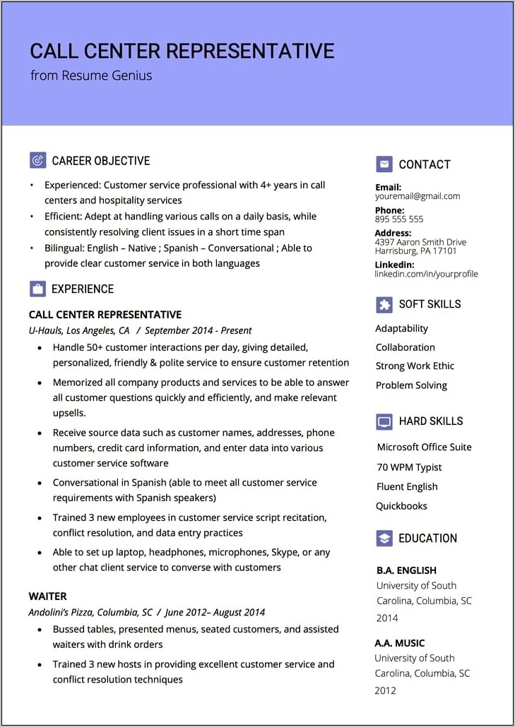 Hotel Reservation Agent Resume Sample