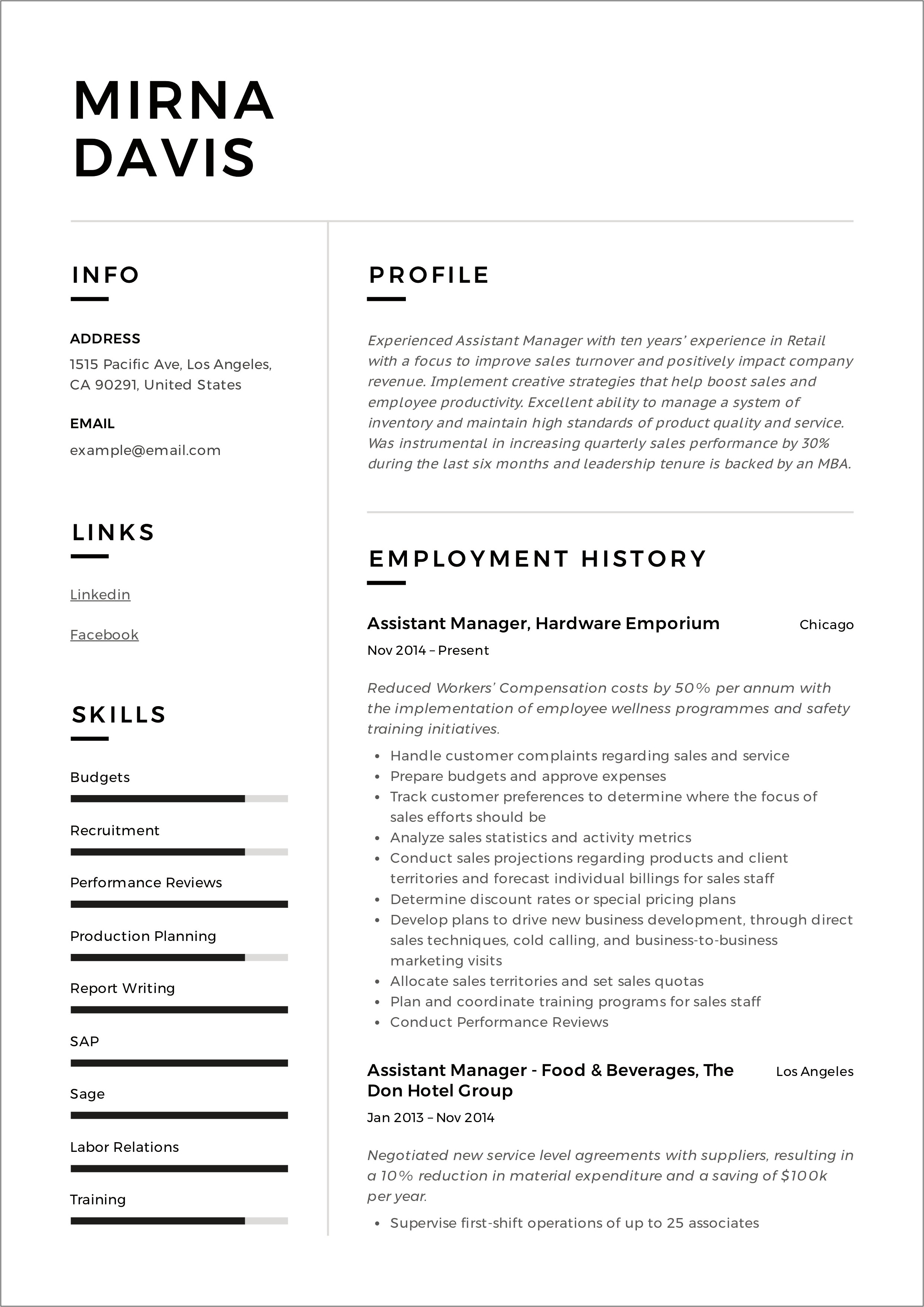 Hotel Sales Manager Resume Skills