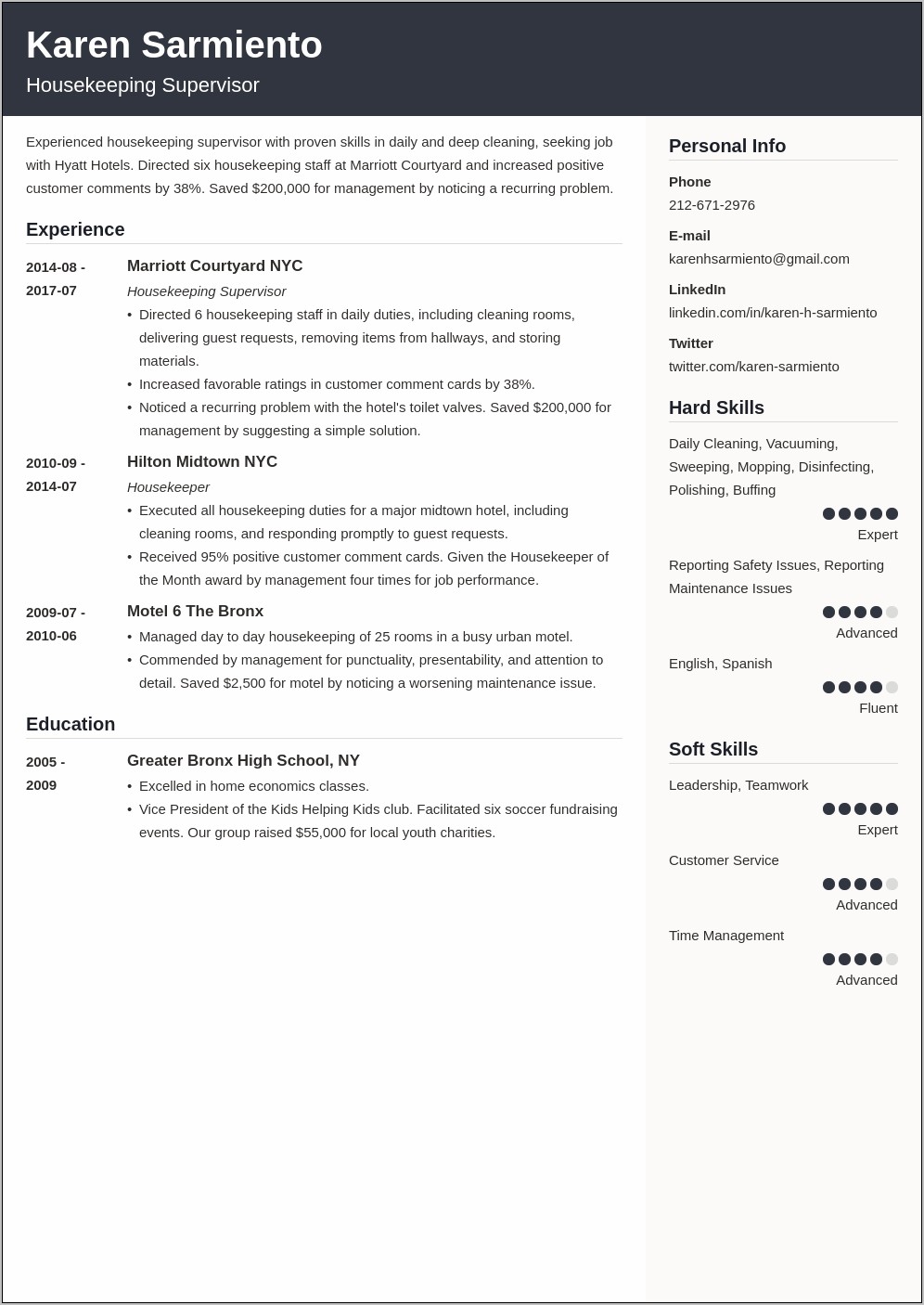 House Cleaning Skills For Resume