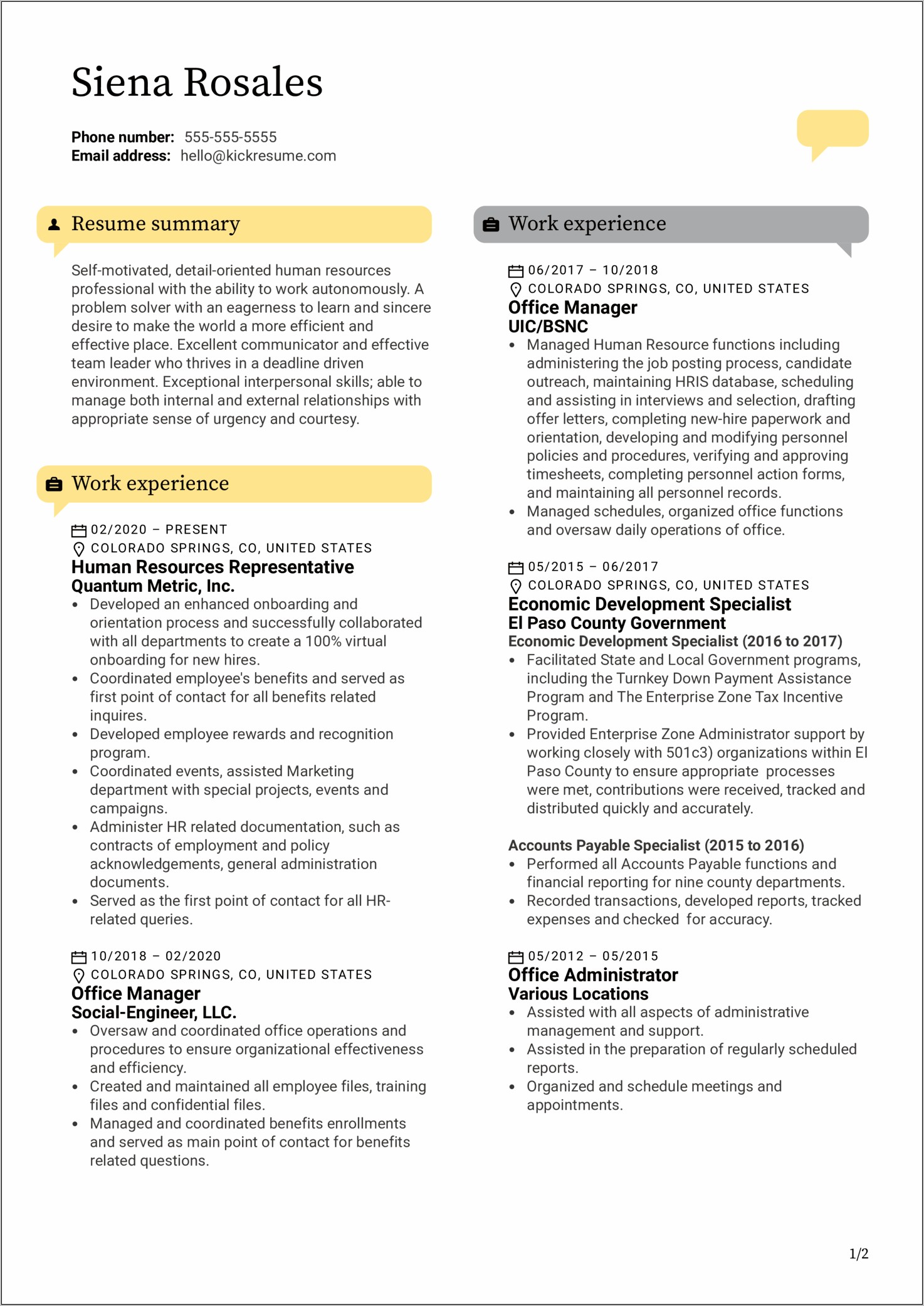 Hr Executive Sample Resume Usa