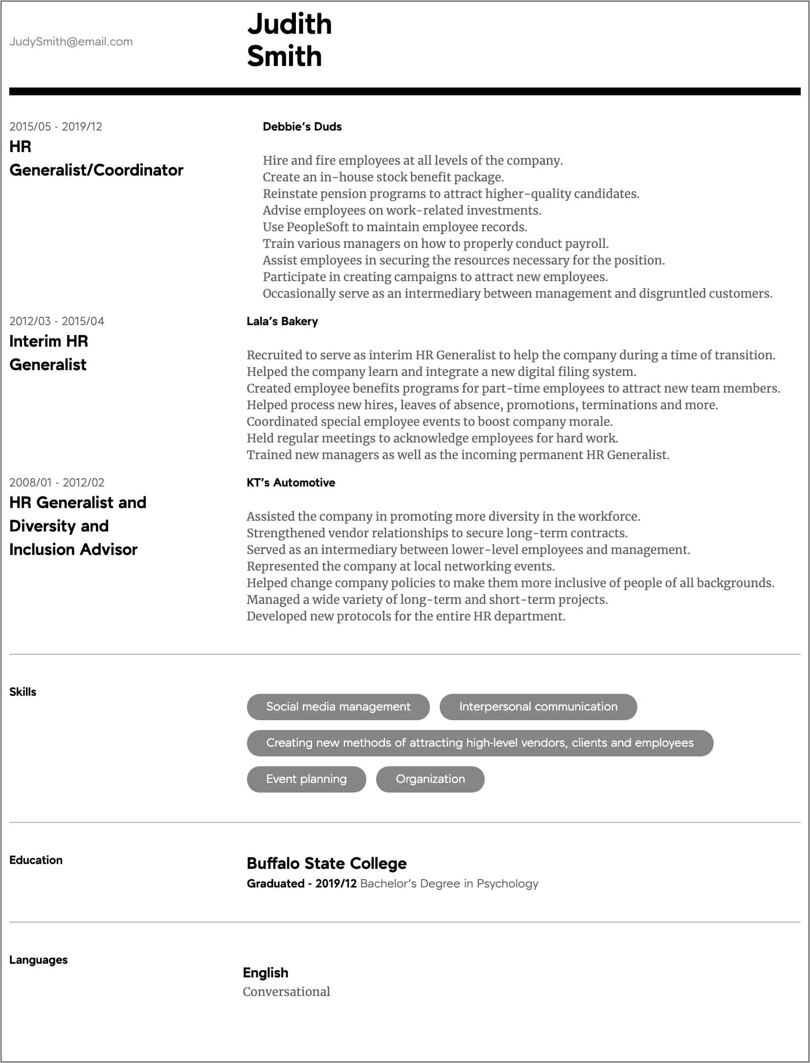 Hr Manager Resume Format Doc