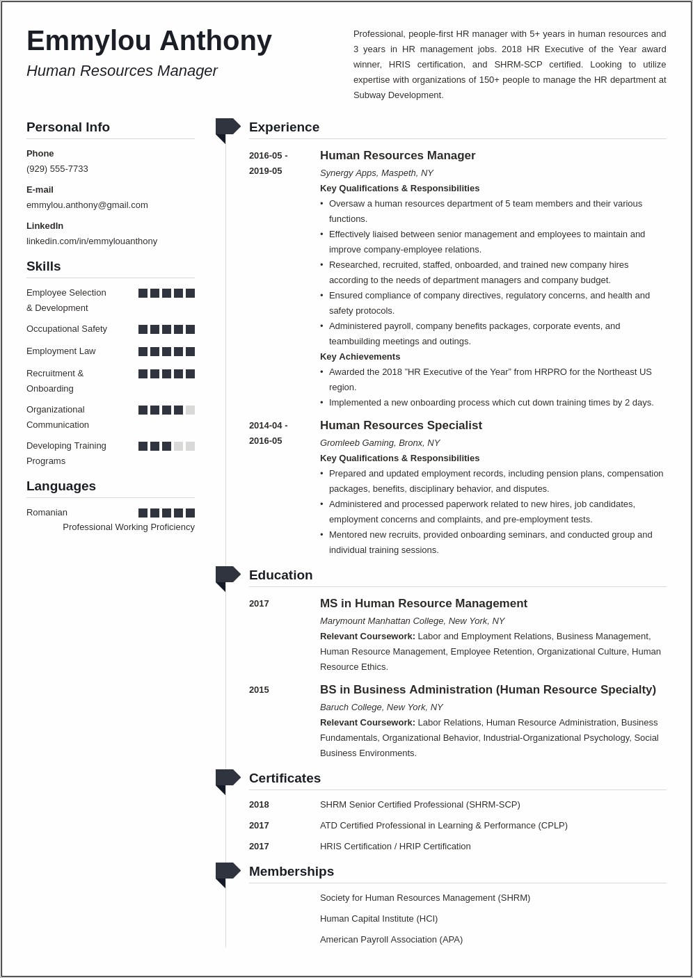 Hr Manager Resume Performance Management