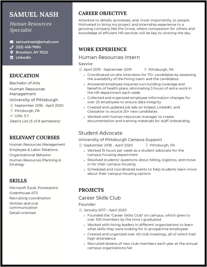 Hr Manager Resume Word Format