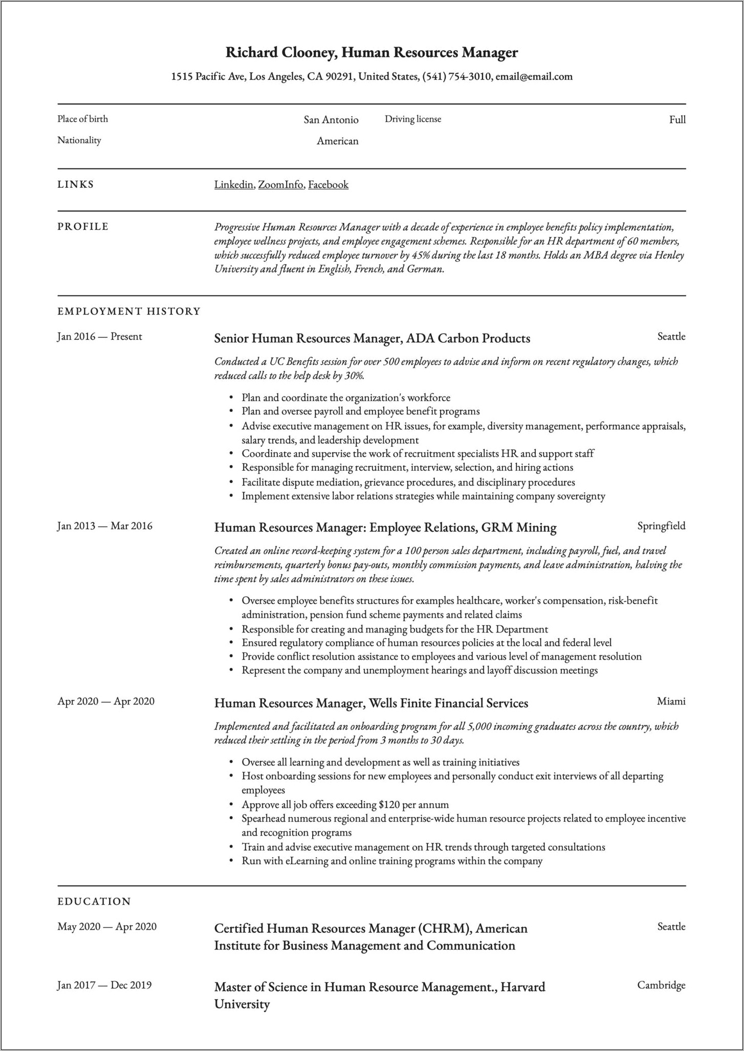 Hr Shared Services Manager Resume