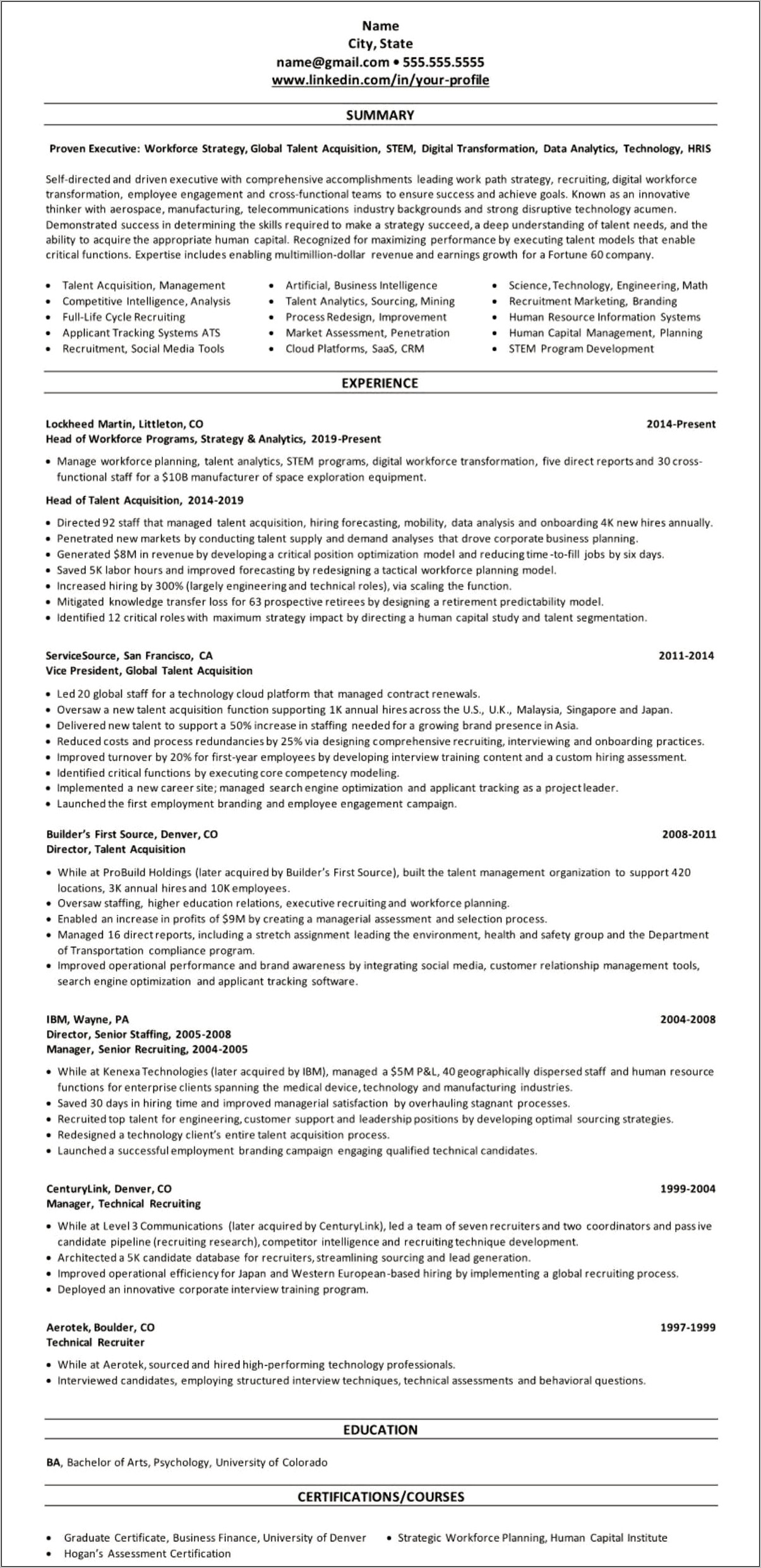 Hris Statement On Resume Examples