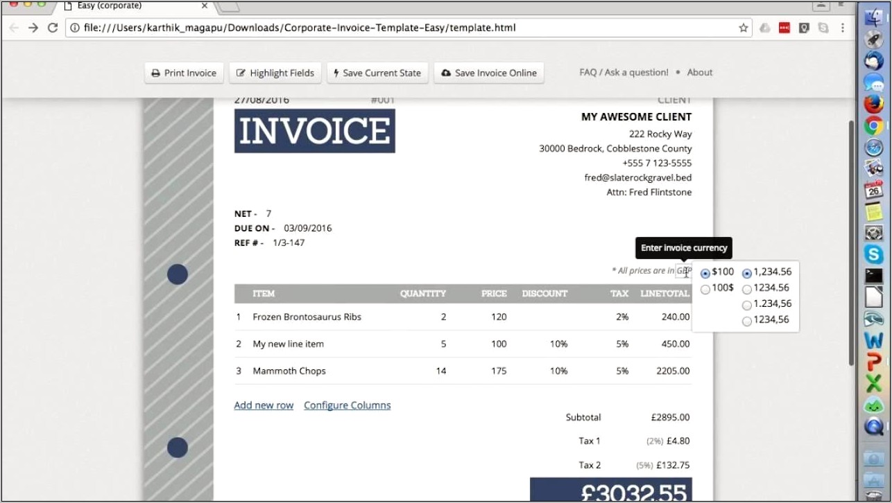 Html Invoice Template Lope Free Download