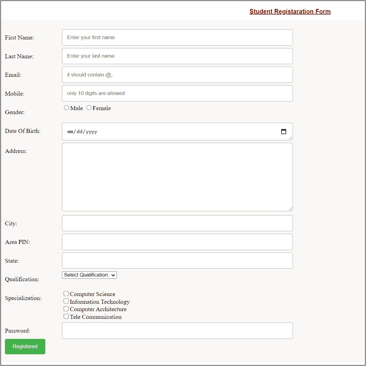 Html Register Form Template Free Download