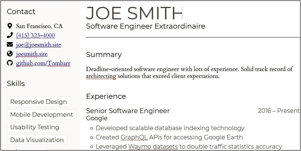 Html Resume Template Free Download