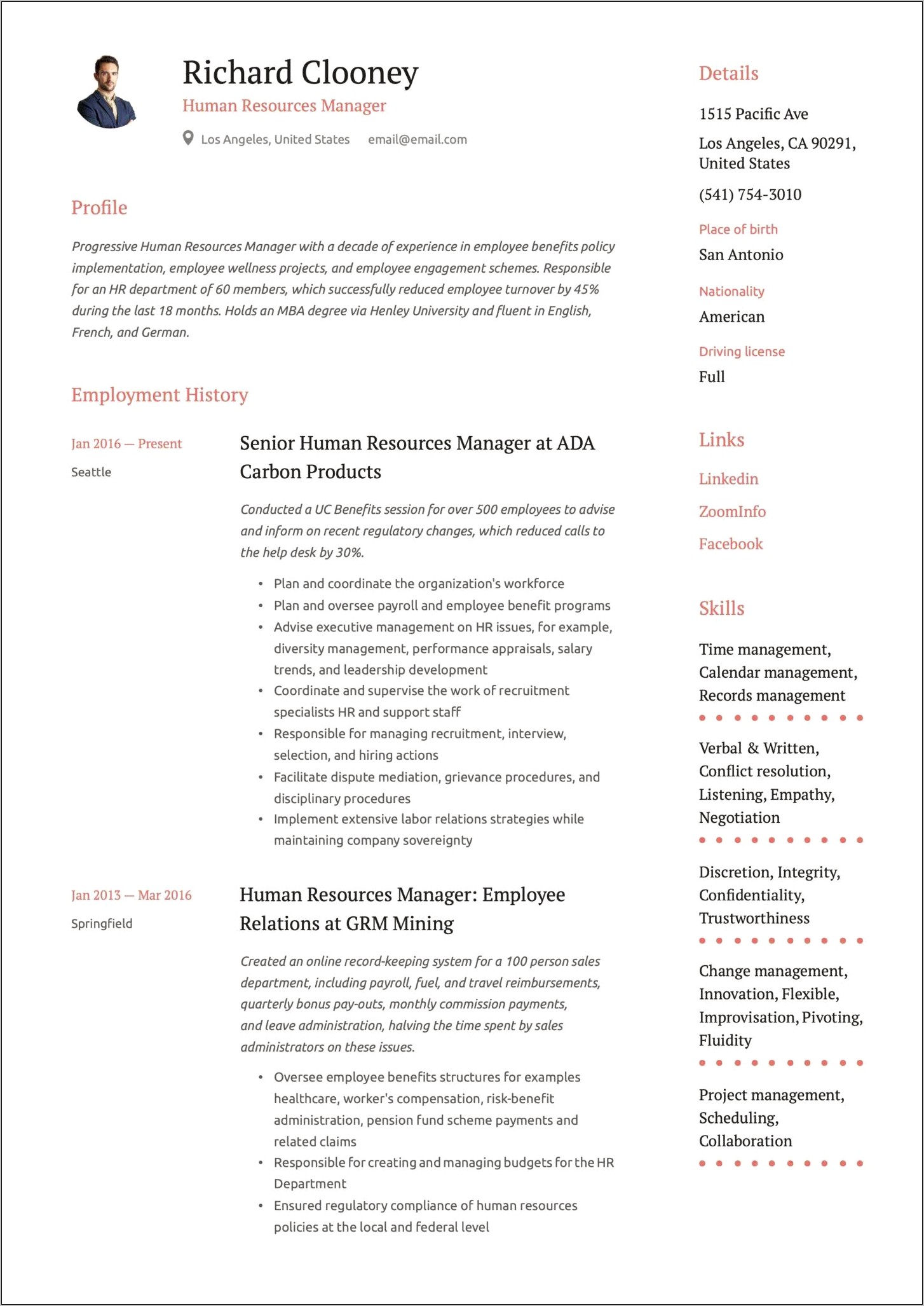 Human Resource Manager Resume Exaamples