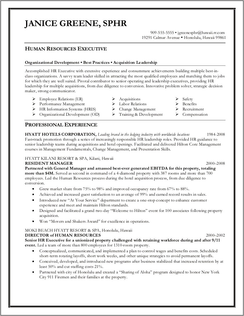 Human Resources Professional Resume Examples