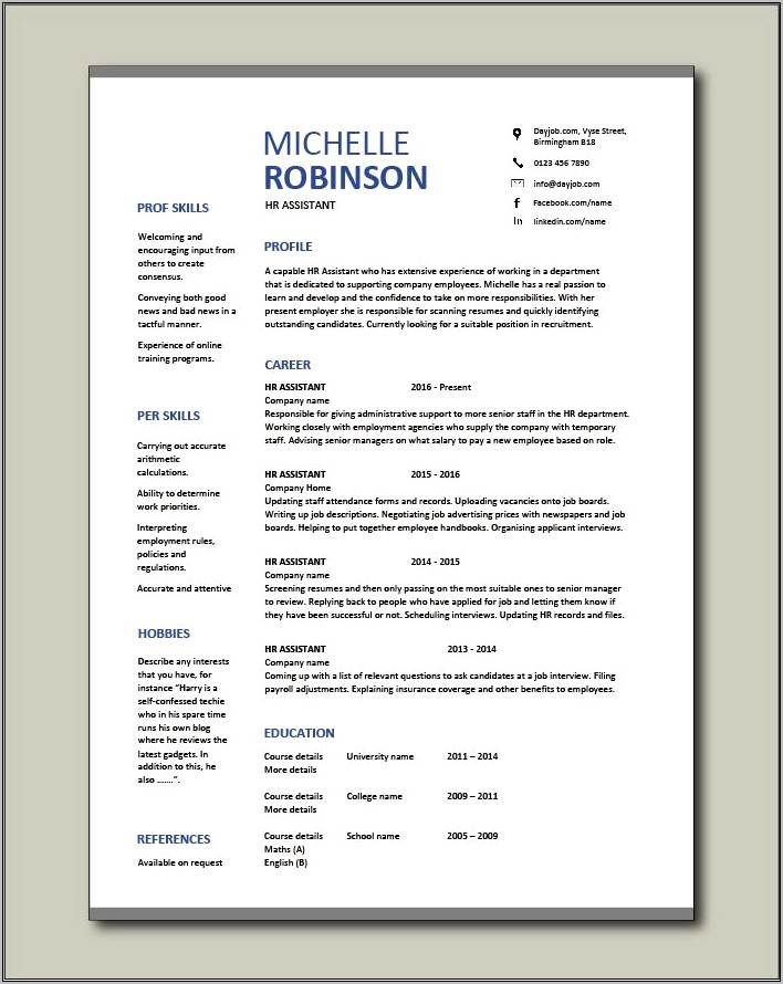 Human Resources Sample Resume Objectives