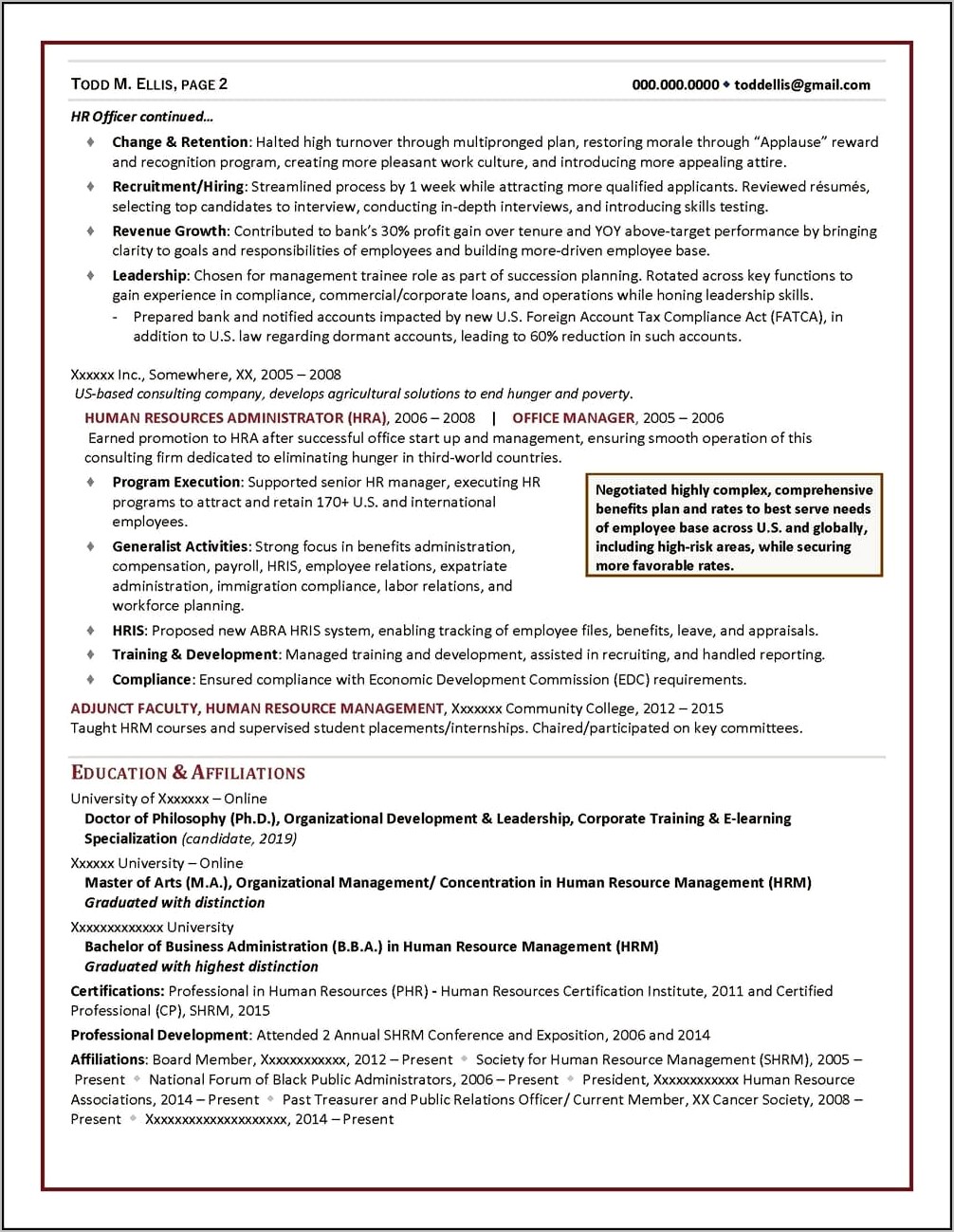 Human Resourse Manager Resume Examples