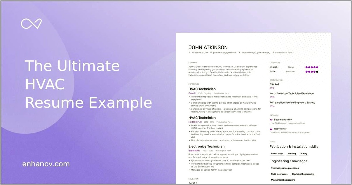 Hvac Project Enginner Resume Sample