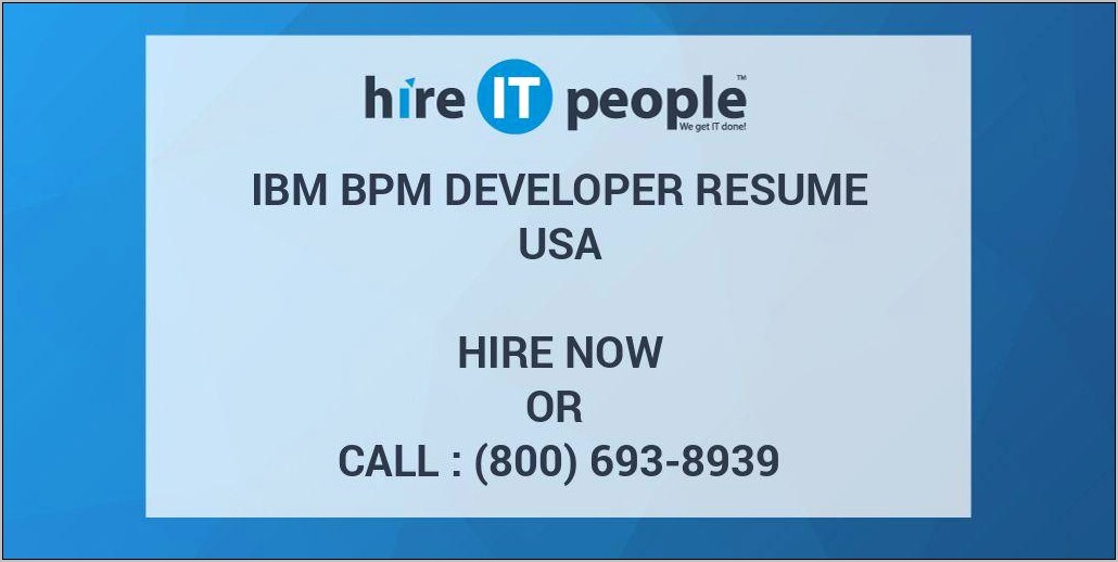 Ibm Bpm Developer Sample Resume