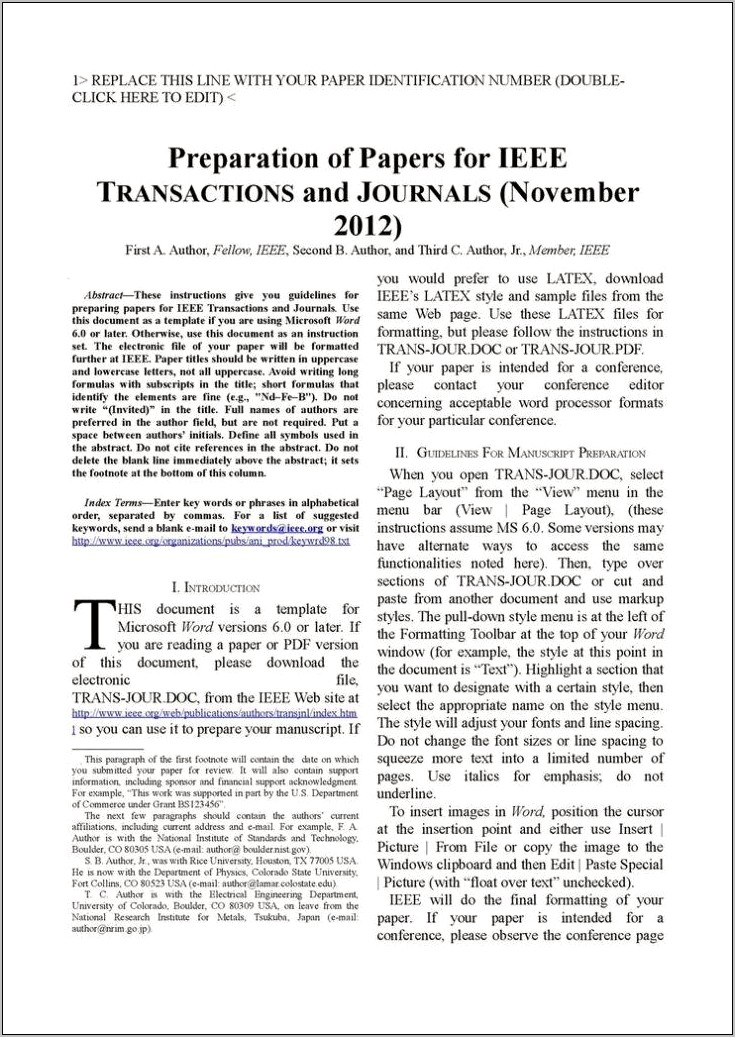 Ieee Conference Latex Template Free Download