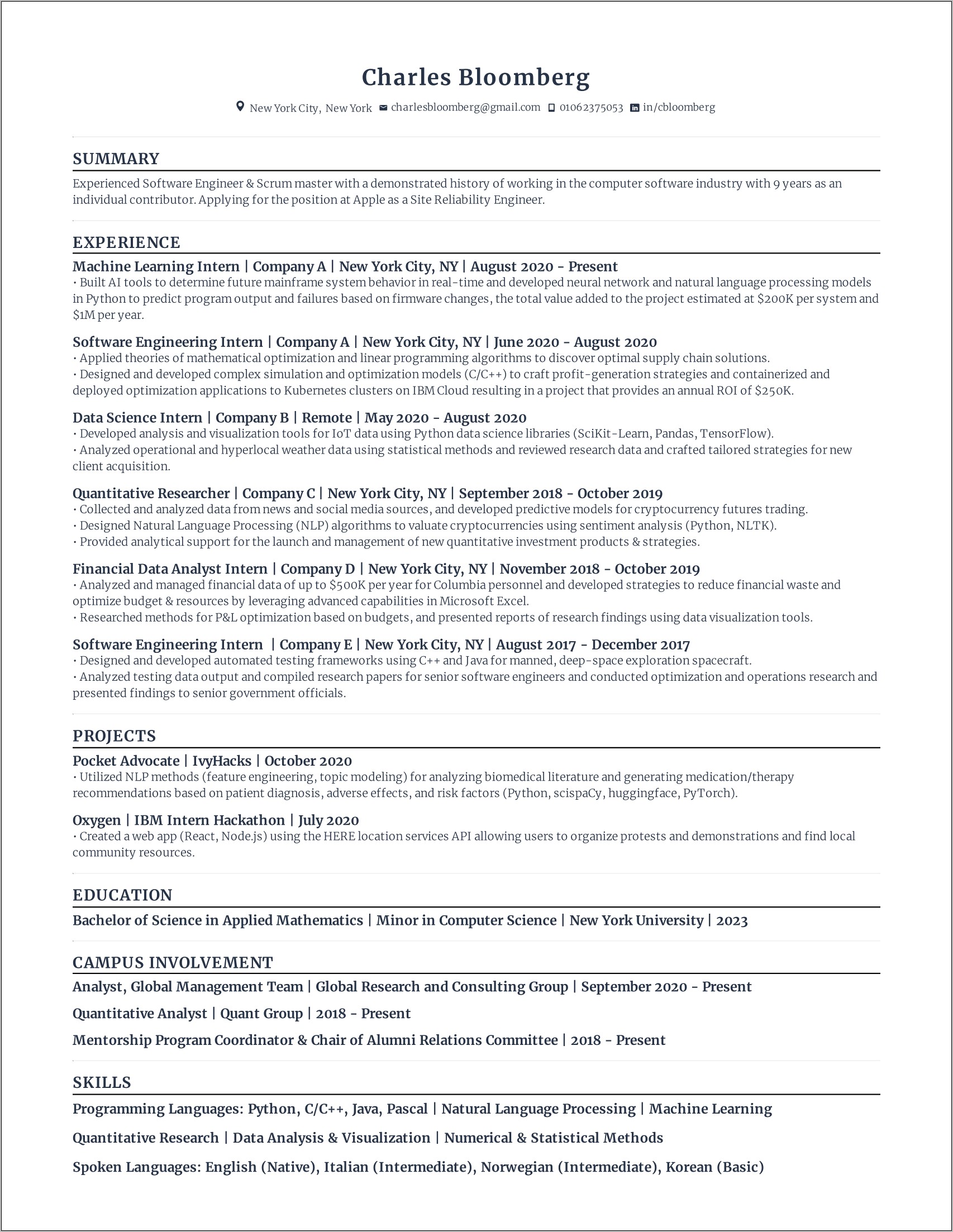 Image Processing Engineer Resume Sample