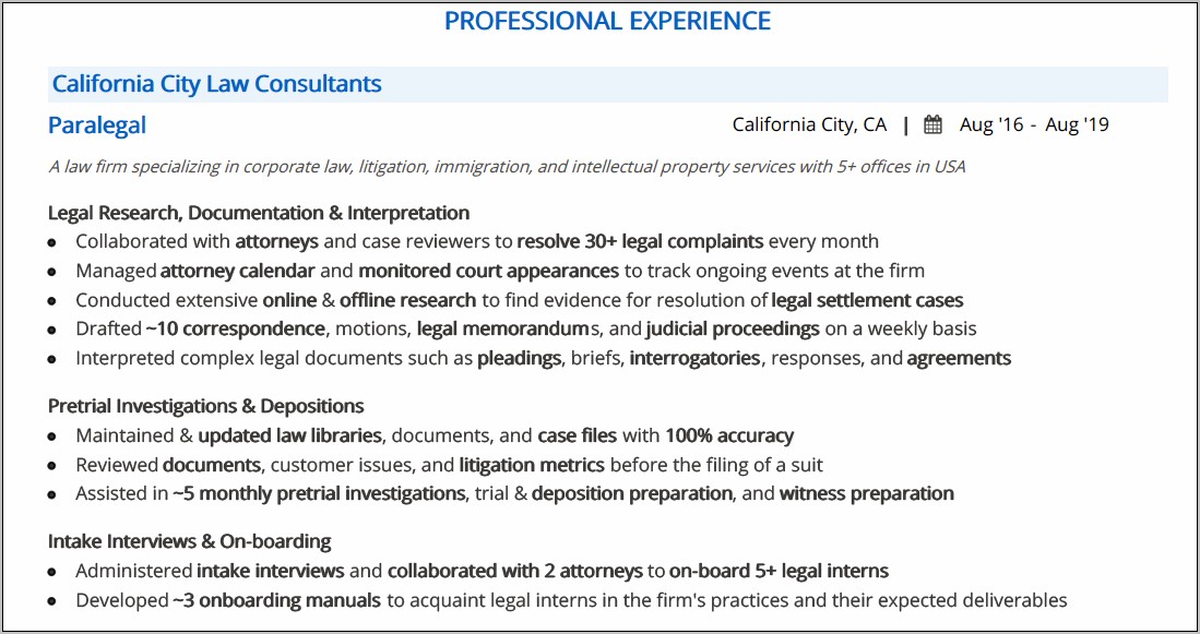 Immigration Paralegal Job Description Resume