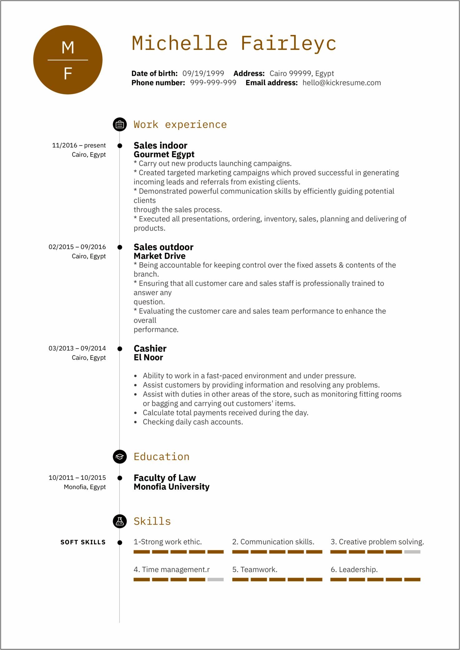 In Person Sales Resume Example