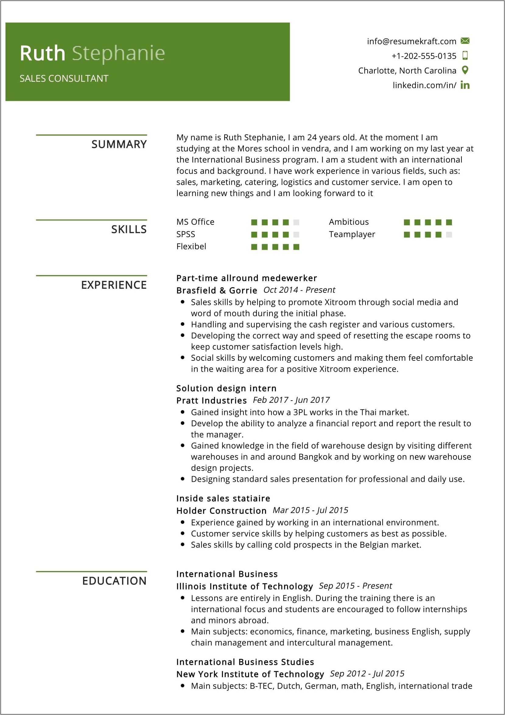 Independent Sales Consultant Resume Sample