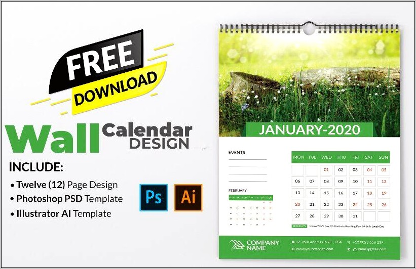 Indesign Calendar Template 2018 Free Download