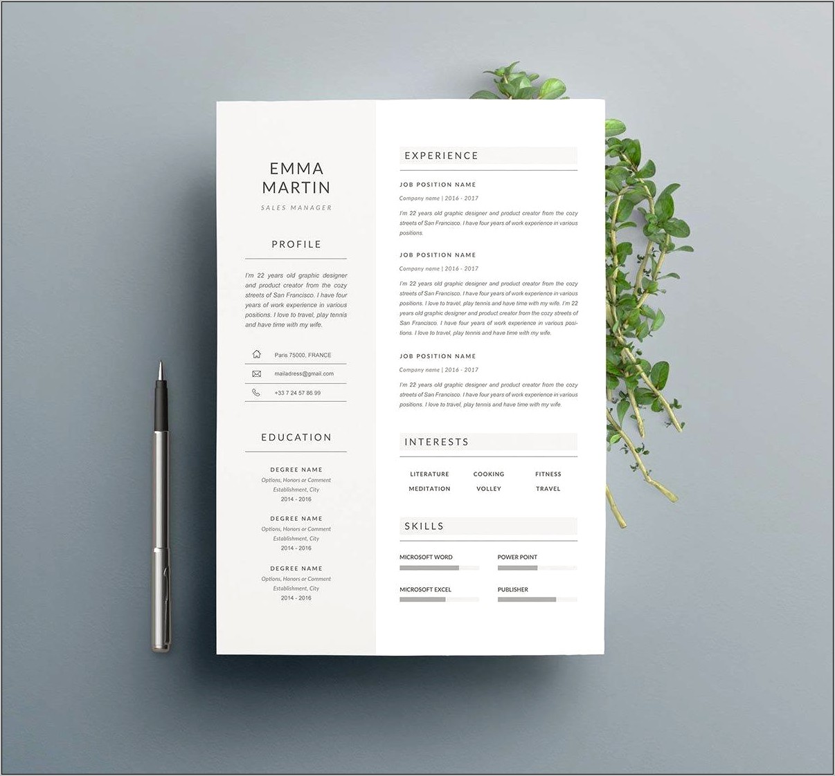 Indesign Online Free Resume Template