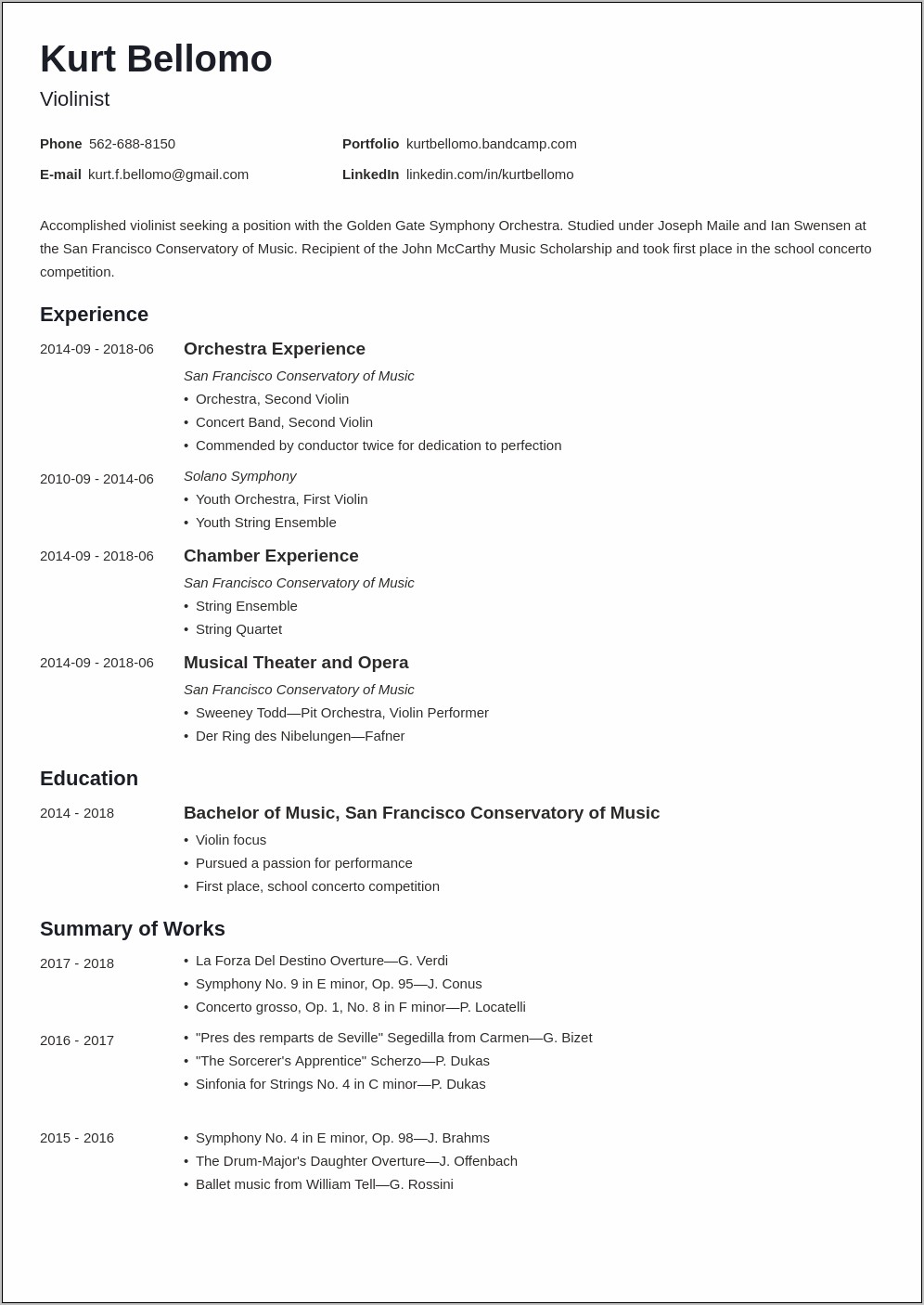 Indiana 4th Grade Resume Example