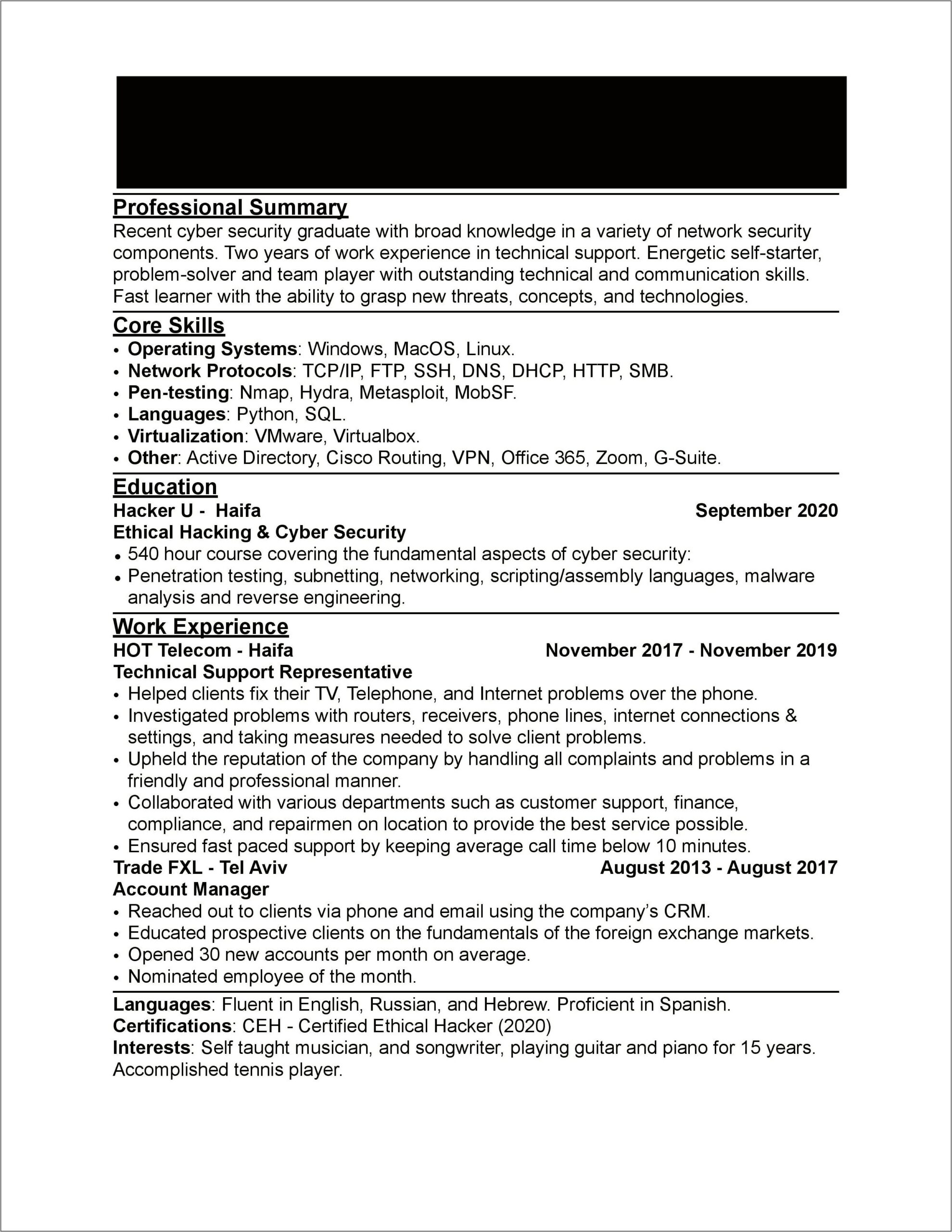 Information Security Administrator Resume Sample