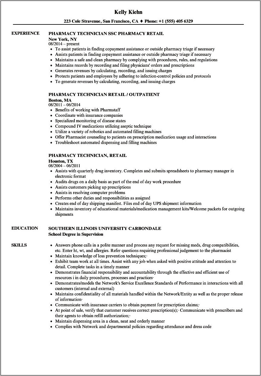 Inpatient Hospital Job Description Resume