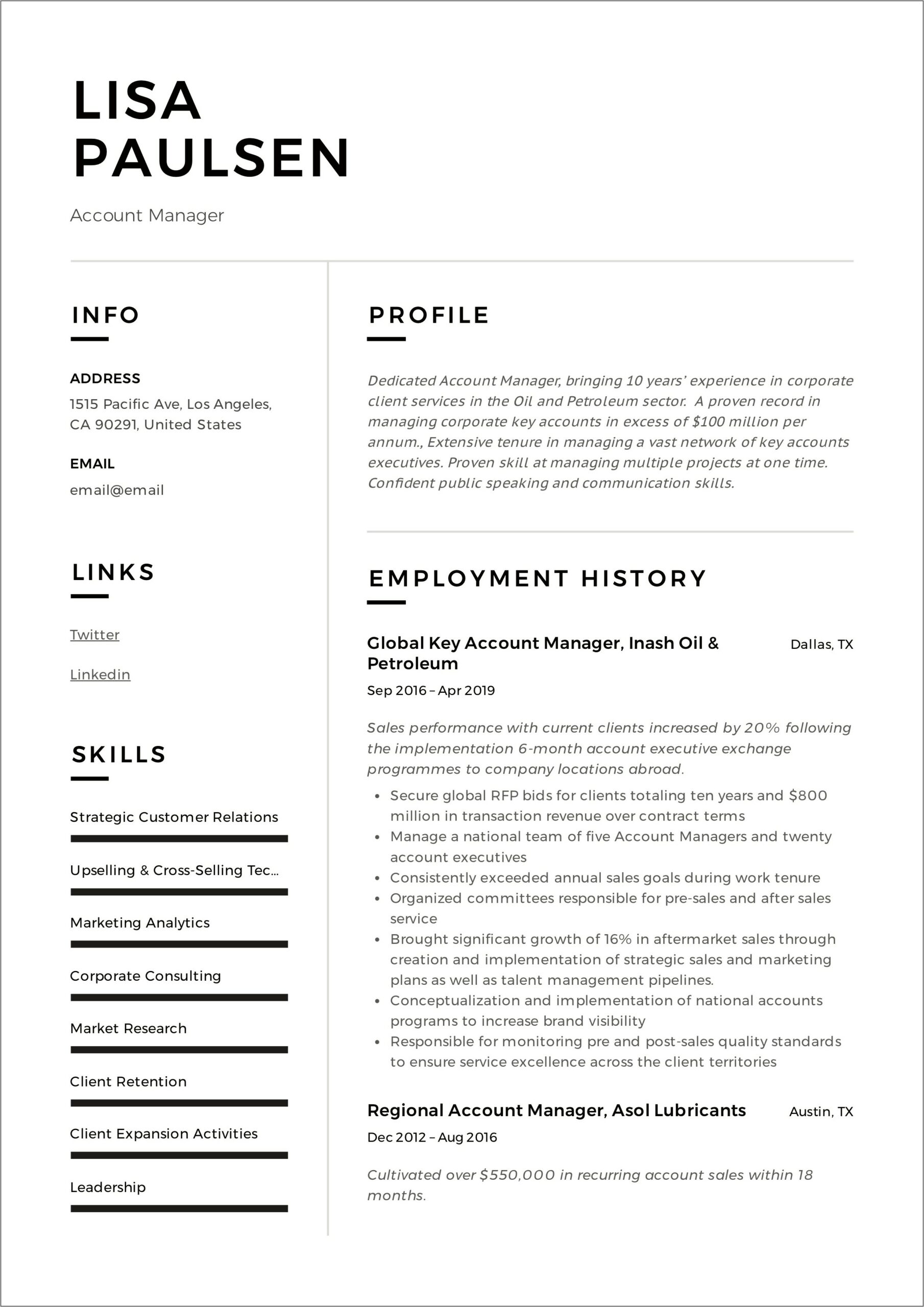 Insurance Account Manager Resume Objective