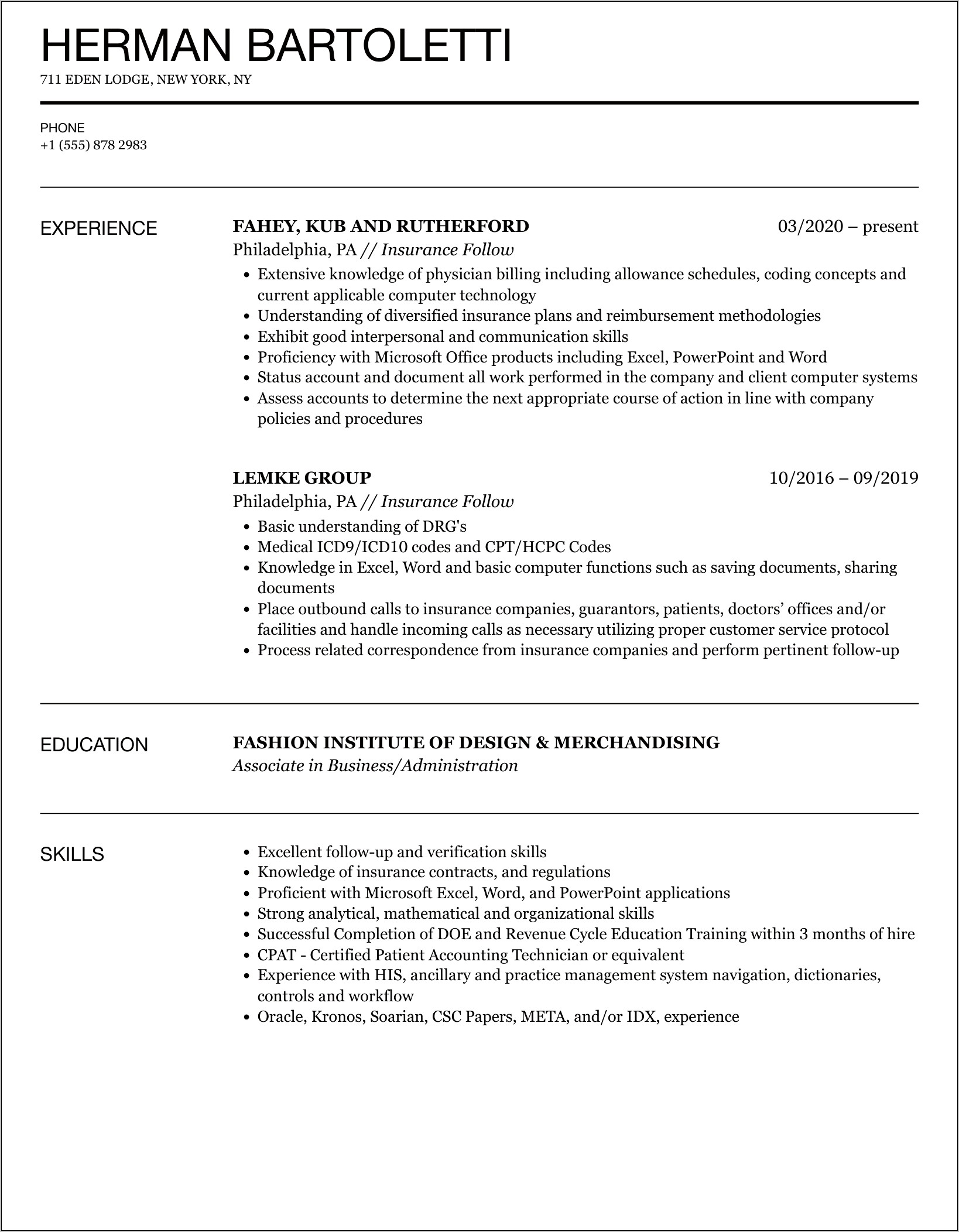 Insurance Collection Objective For Resume