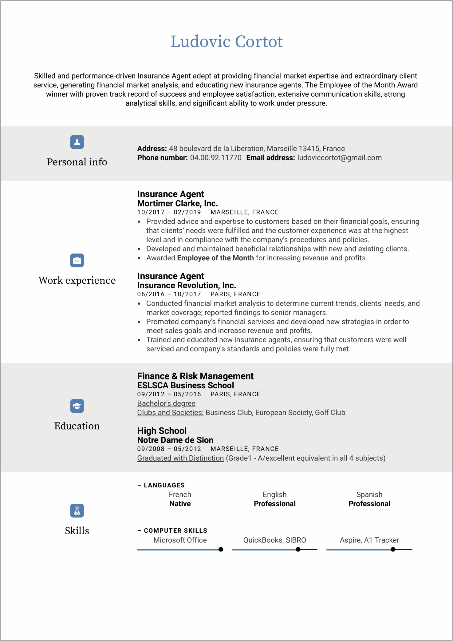 Insurance Customer Service Resume Example