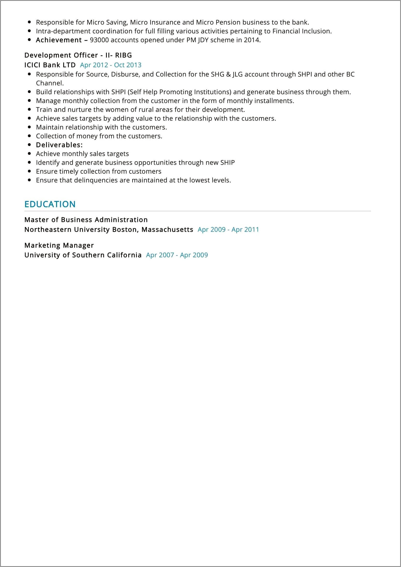 Insurance Sales Executive Resume Sample