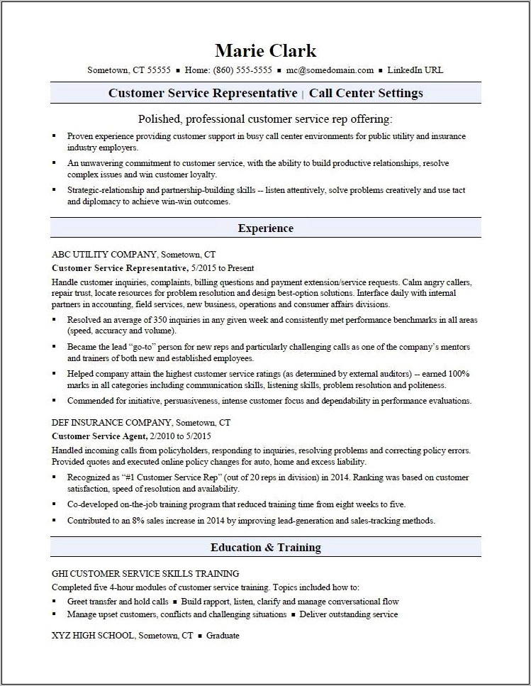 Insurance Specialist Job Description Resume