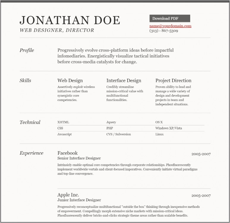 Interactive Resume Templates Free Download