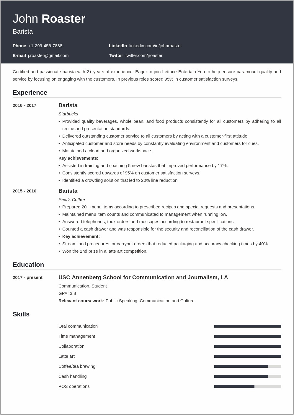 Interest Section On Resume Examples