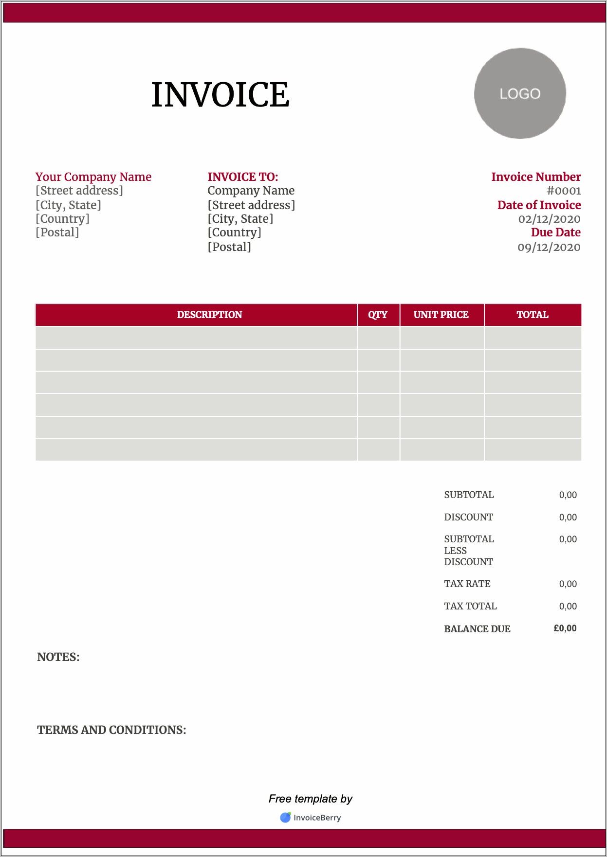 Invoice Template Excel Download Free Uk