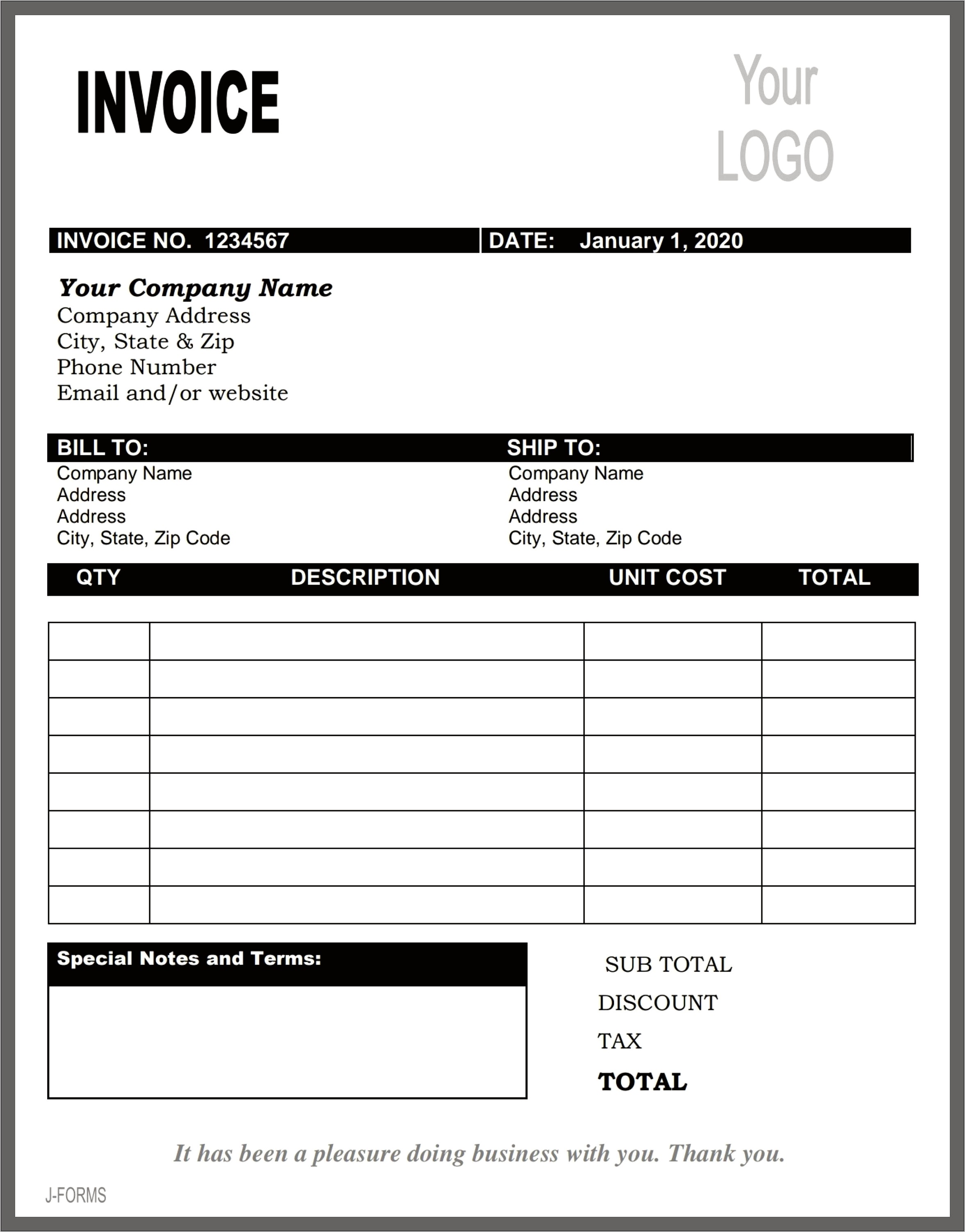 Invoice Template Free Download South Africa