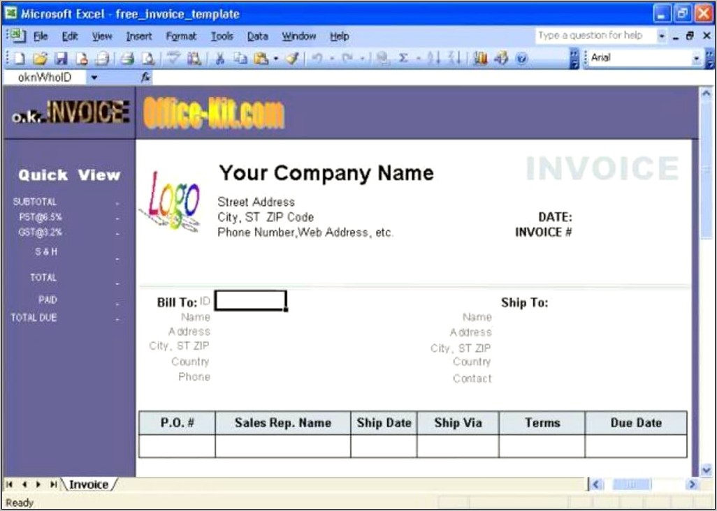 Invoice Template Word 2000 Free Download