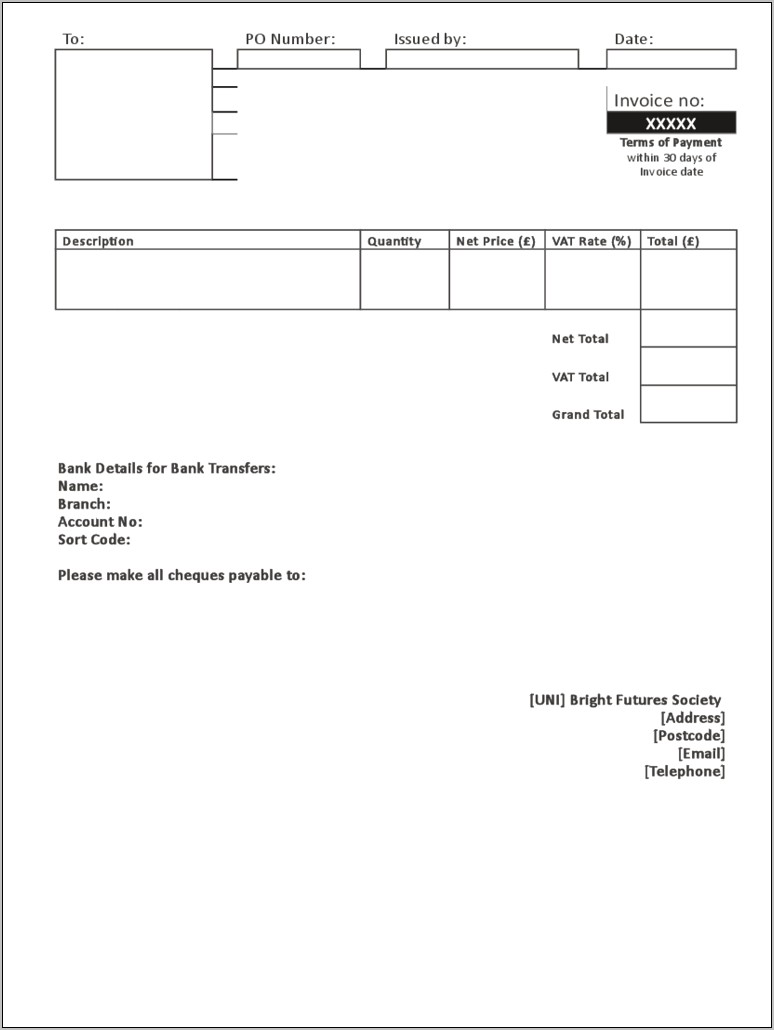 Invoice Template Word Format Download Free