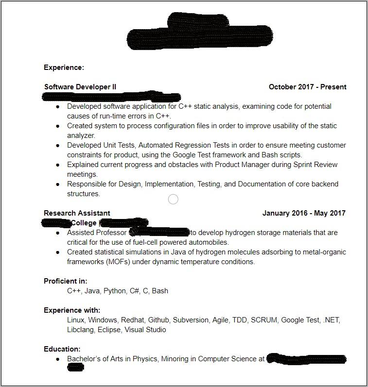 Ipdate Resume For Second Job