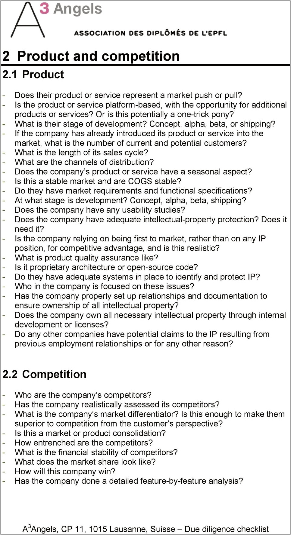 It Due Diligence Report Template Download