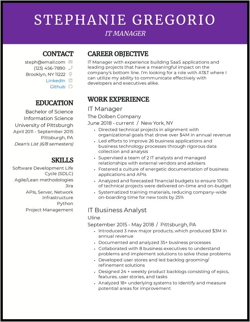 It Infrastructure Delivery Manager Resume