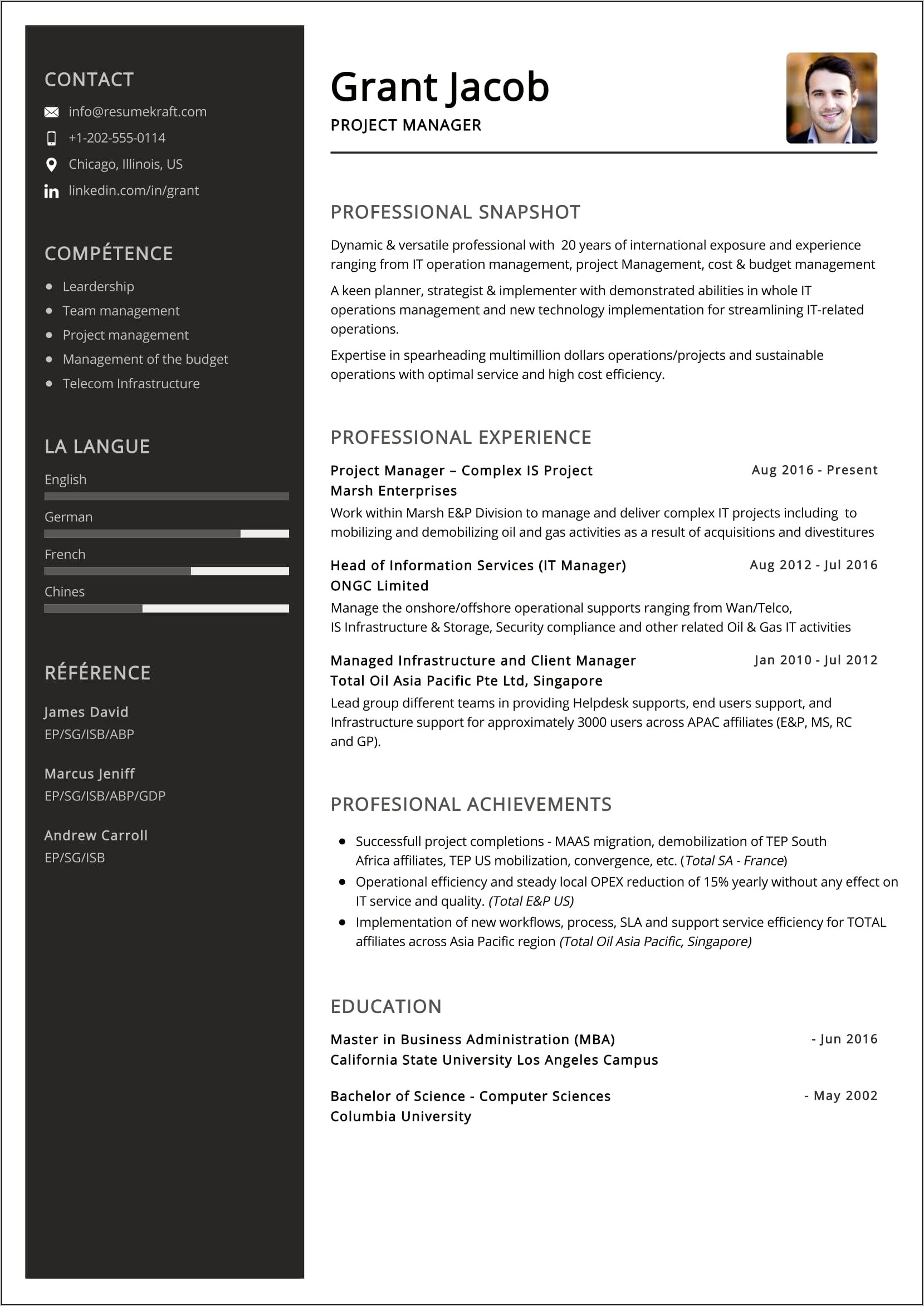 It Project Manager Experience Resume